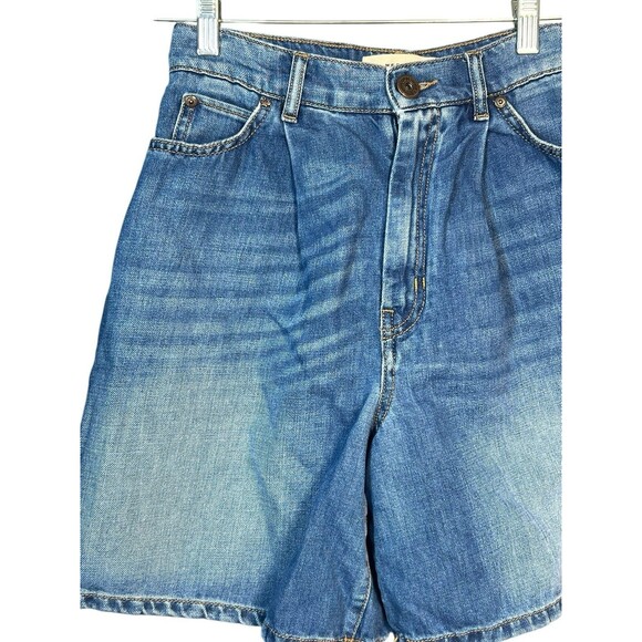 Weekend Max Mara Ecuba Cotton & Linen Bermuda Shorts Pleated Front Coastal 4 - Picture 2 of 13